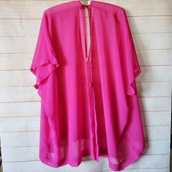 L'Agent by Agent Provocateur Rosana Sheer Swim Cover Up Pink One Size Fits Most - Picture 4 of 10